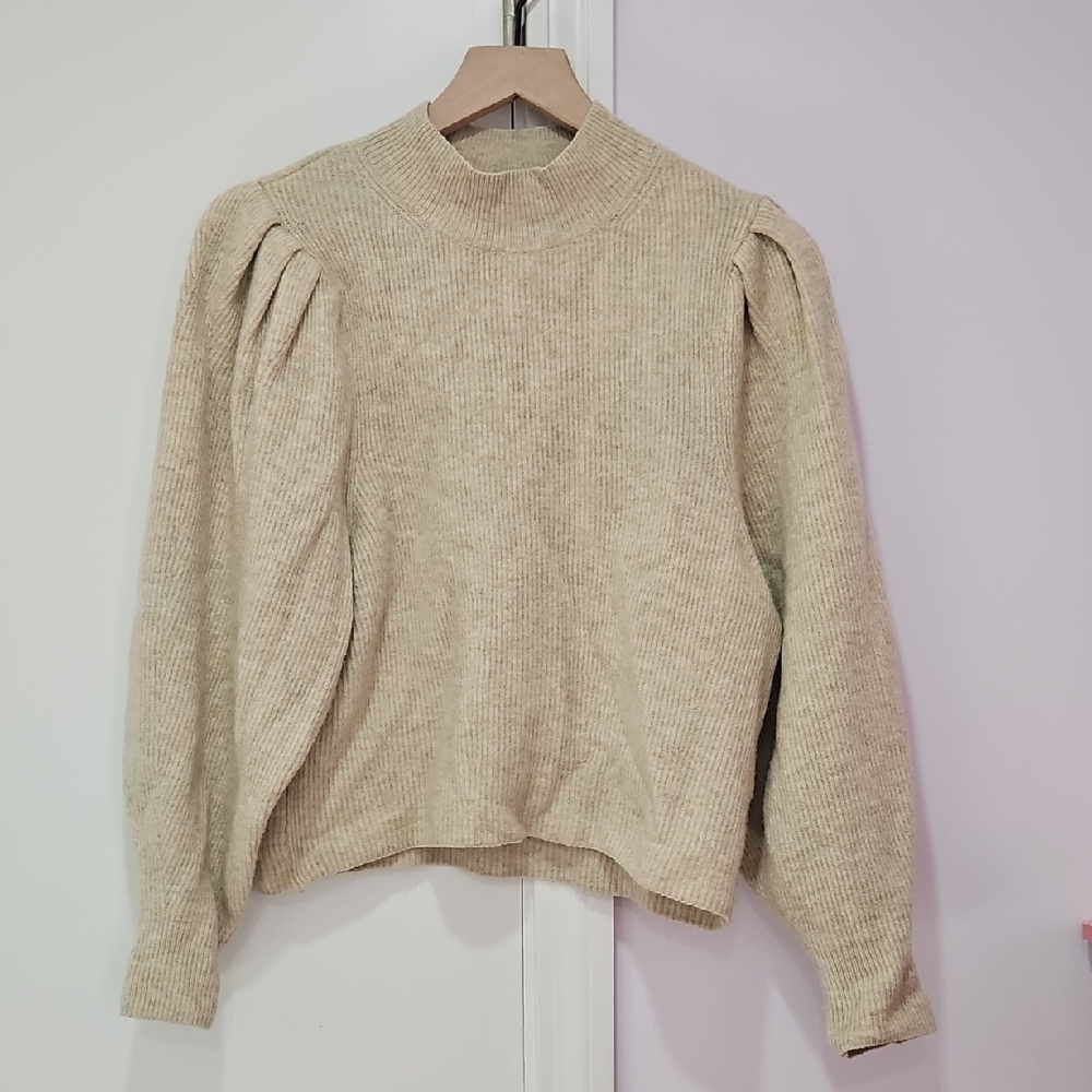 Cream Ribbed Knit Sweater - Picture 2 of 4